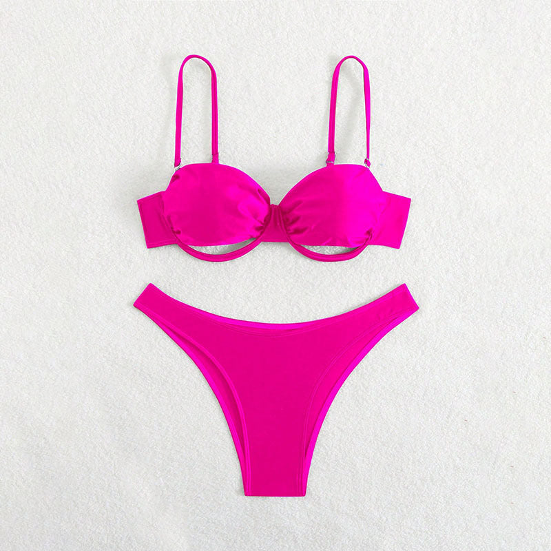Solid Color Bikini Swimwear