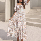 Women's Bohemian Floral V-Neck Swing Dress