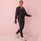 Autumn Winter Solid Color Sweater Trousers Knitted Two Piece