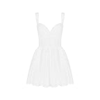 White Lace V-Neck Embroidered Sleeveless A-Line Mini Dress