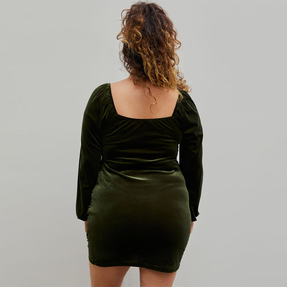 Women's Plus Size Velvet Backless Maxi Dress