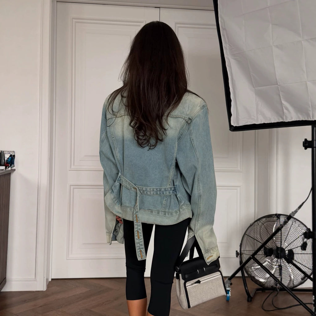 Washed Denim Belted Jacket