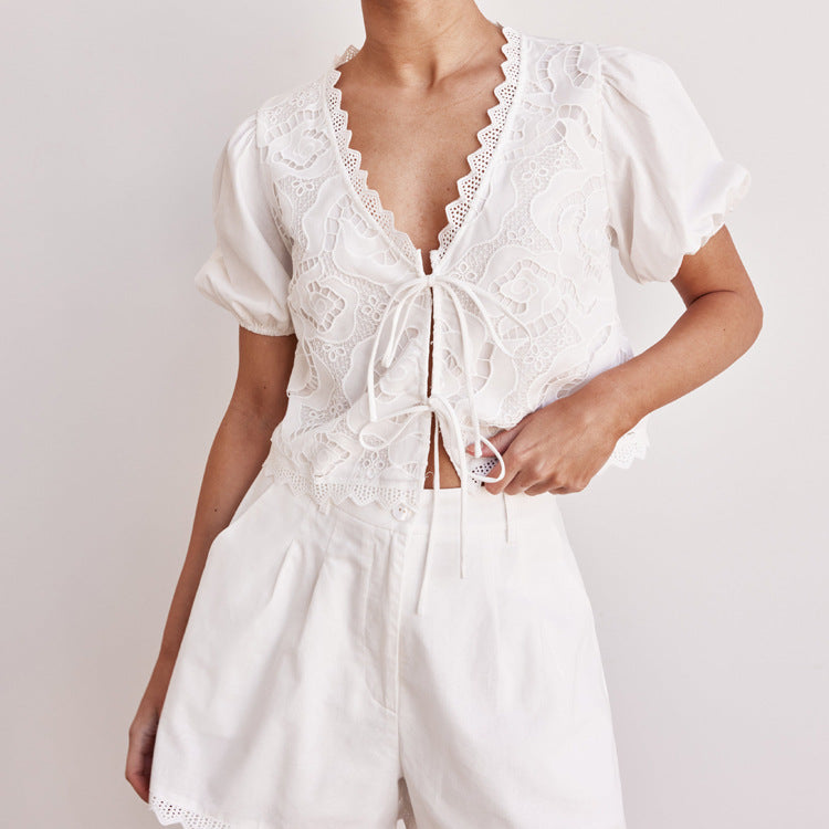 Lace-Up Top & Shorts Set
