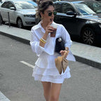 White Shirt & Tiered Skirt Set