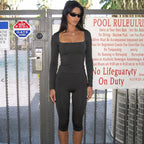 Women's Long-Sleeve Top and Yoga Shorts Set