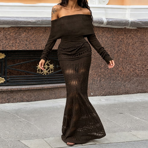 Vacation Off-Shoulder Long-Sleeve Two-Piece Set