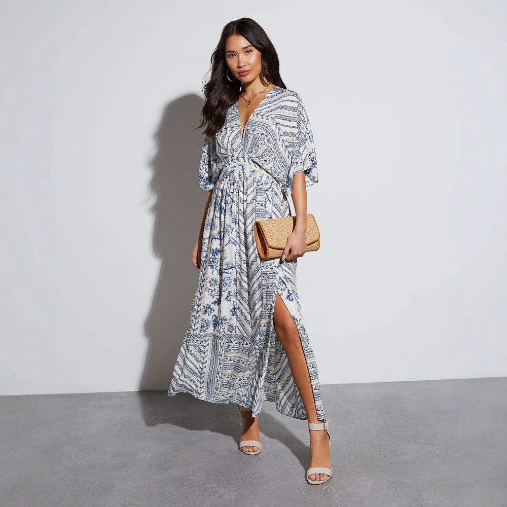 Printed Split Maxi Dress