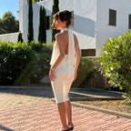 Women Clothing Summer Solid Color Casual Lace SL Halter Top