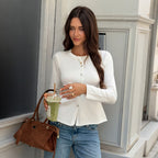 Women's French Striped Waist Wool Coat