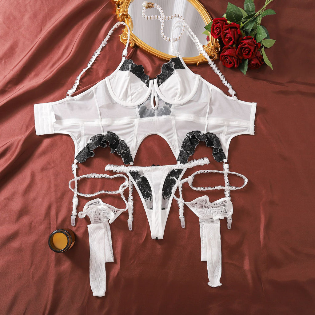 Exquisite Embroidered Stockings Lingerie