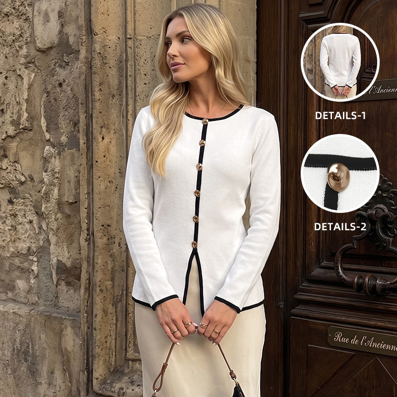 Women's Striped Button-Detail Sweater