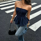 Sexy Tube Top Women Waist Tight Slimming Flounce Hem