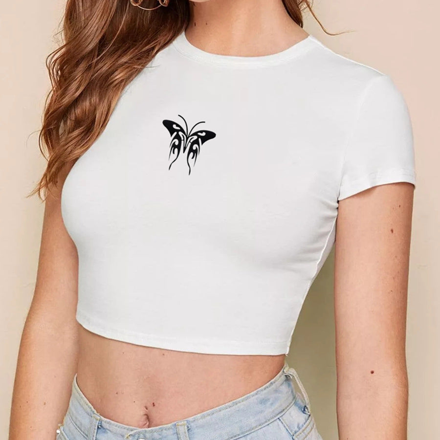 Butterfly Print Slim Fit T-Shirt