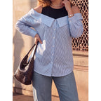 Plus Size Faux Two-Piece Striped Top