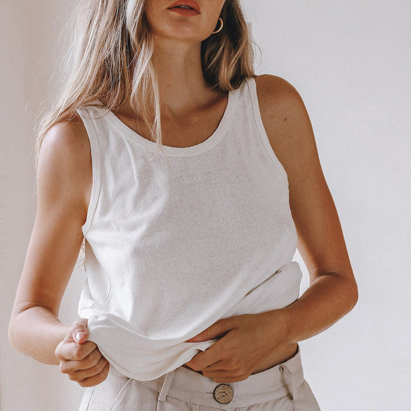 Women's Cotton Linen Minimalist Sleeveless Top