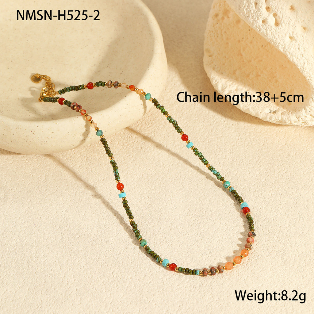 NMSN-H525-2 Orange Beaded Necklace