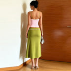 Summer Women Sexy Camisole Slim Fit Maxi Skirt Set
