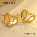 Heart Shape with Diamond Stud Earrings