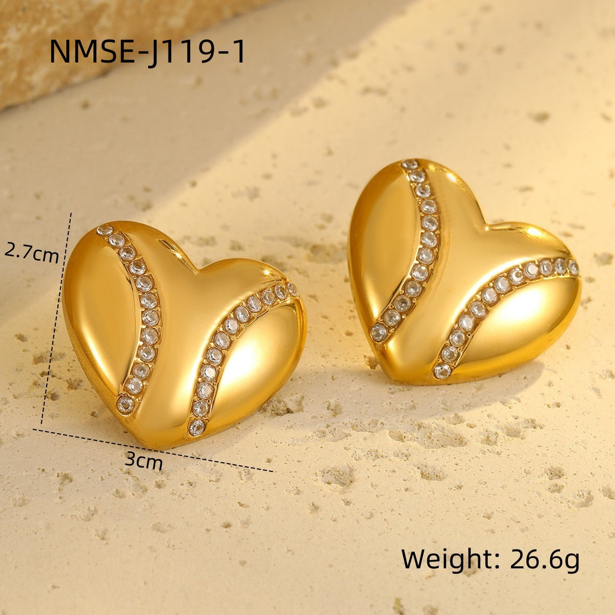 Heart Shape with Diamond Stud Earrings