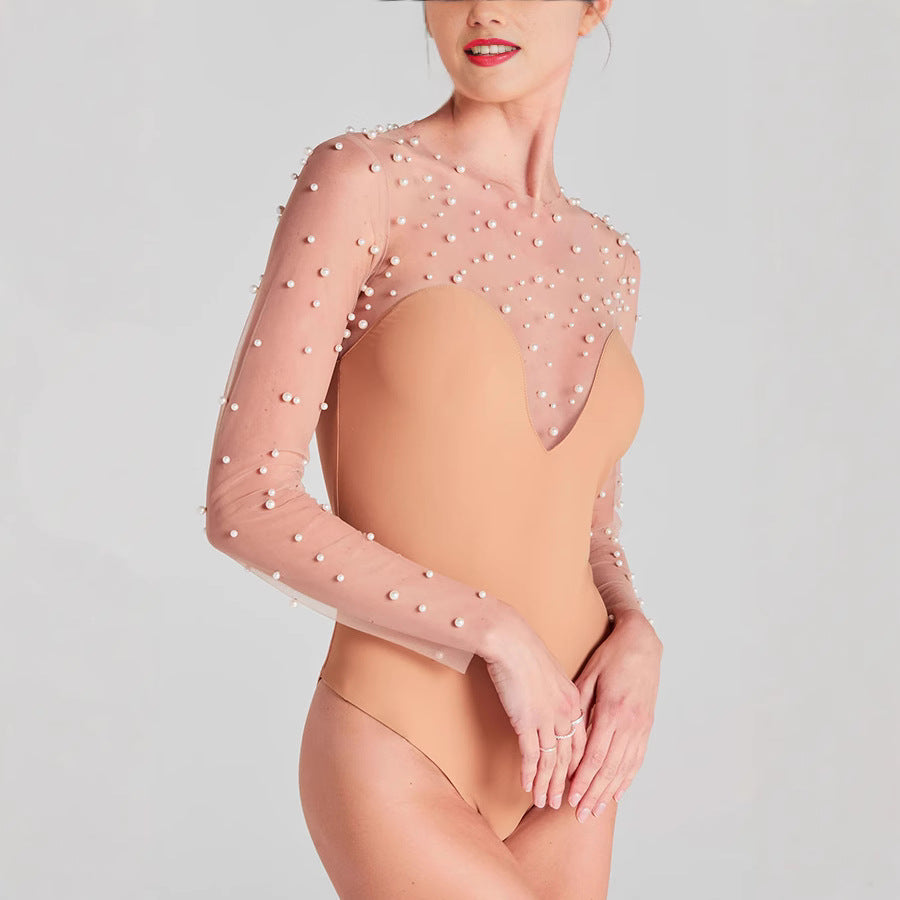 Beaded Lace Long Sleeve Jumpsuit
