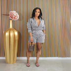 Spring Summer Casual Striped Button Collared Two-Piece Set