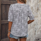 Women's Summer Women Clothing Short Sleeve Stand Collar Color Matching Shirt For Women