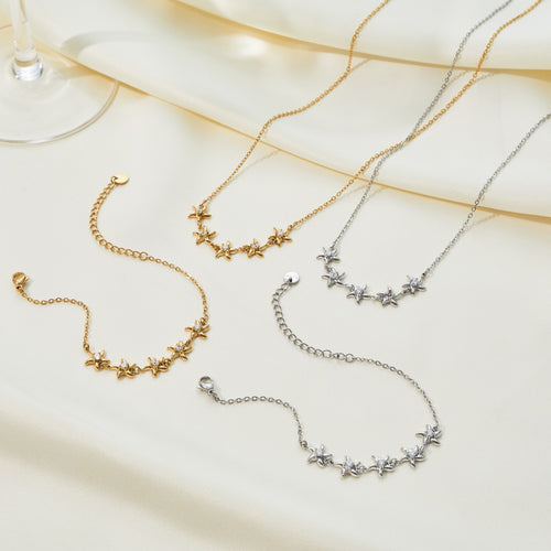 Women's Star Zircon Necklace and Bracelet Set