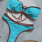 Blue Beads One-piece Swimwear