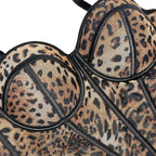 Women's Leopard-Print Mesh Lace Corset Bra
