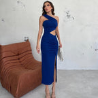 Women's Halter Cutout Asymmetric Split Dress