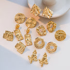 Frosted Karst Pleated Irregular Asymmetric Earrings Cold
