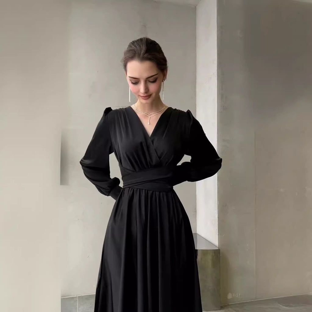 Lace-Up Pleated Waist Dress