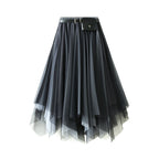 Irregular Asymmetric Spring Summer Mid-Length Black Skirt