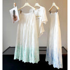 Gentle Gradient Color Embroidered Skirt Women Summer
