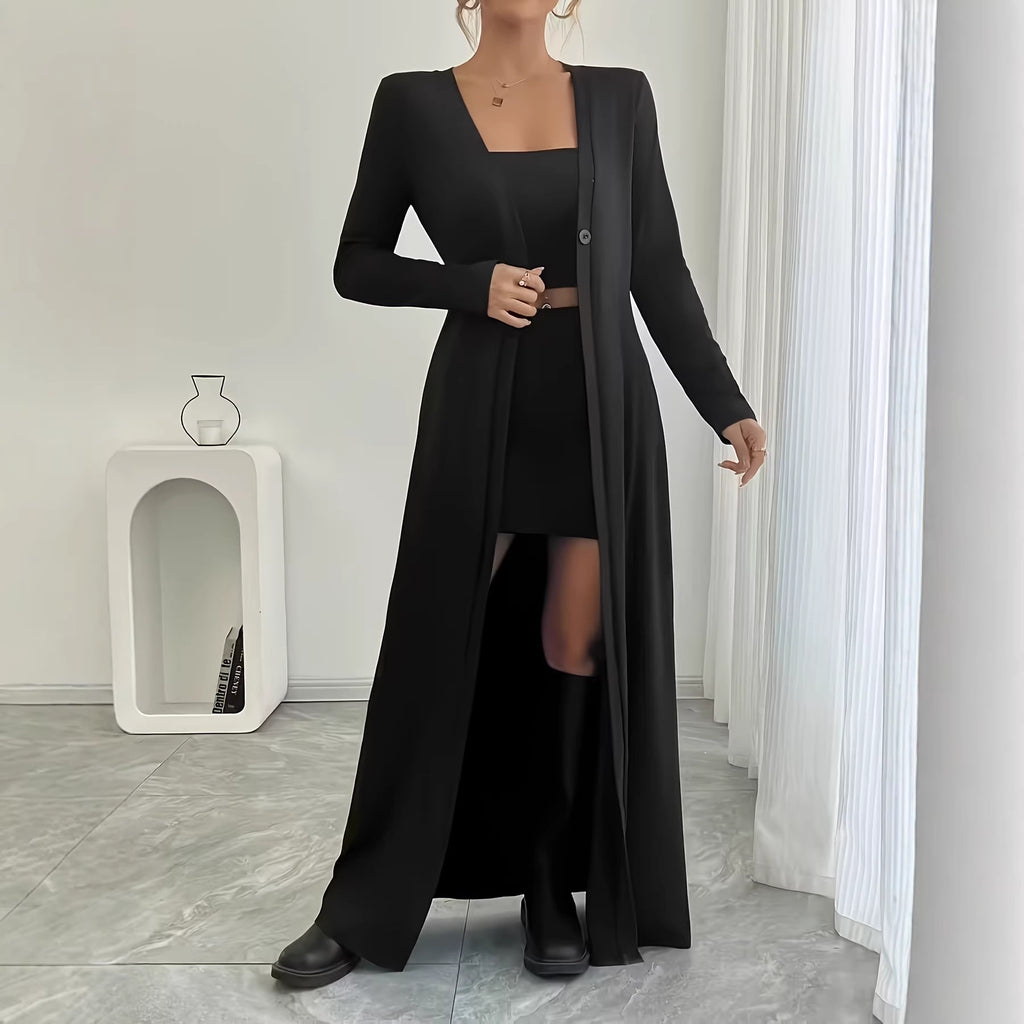 Women's Autumn Solid Color Long Cardigan Long Sleeve Slim Fit Slimming Top Women