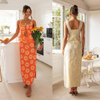 Women's Lace Stitching Square Collar Top And Skirt Two-Piece Set