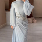 Women's Floral Rhinestone Chiffon Maxi Dress