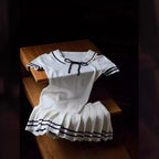 Women's Preppy Casual Summer Short Top and Skirt Two-Piece Set