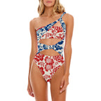 Printed Hollow One-piece Swimwear
