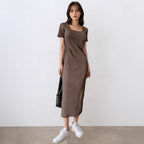 Square-Neck Short-Sleeve Dress