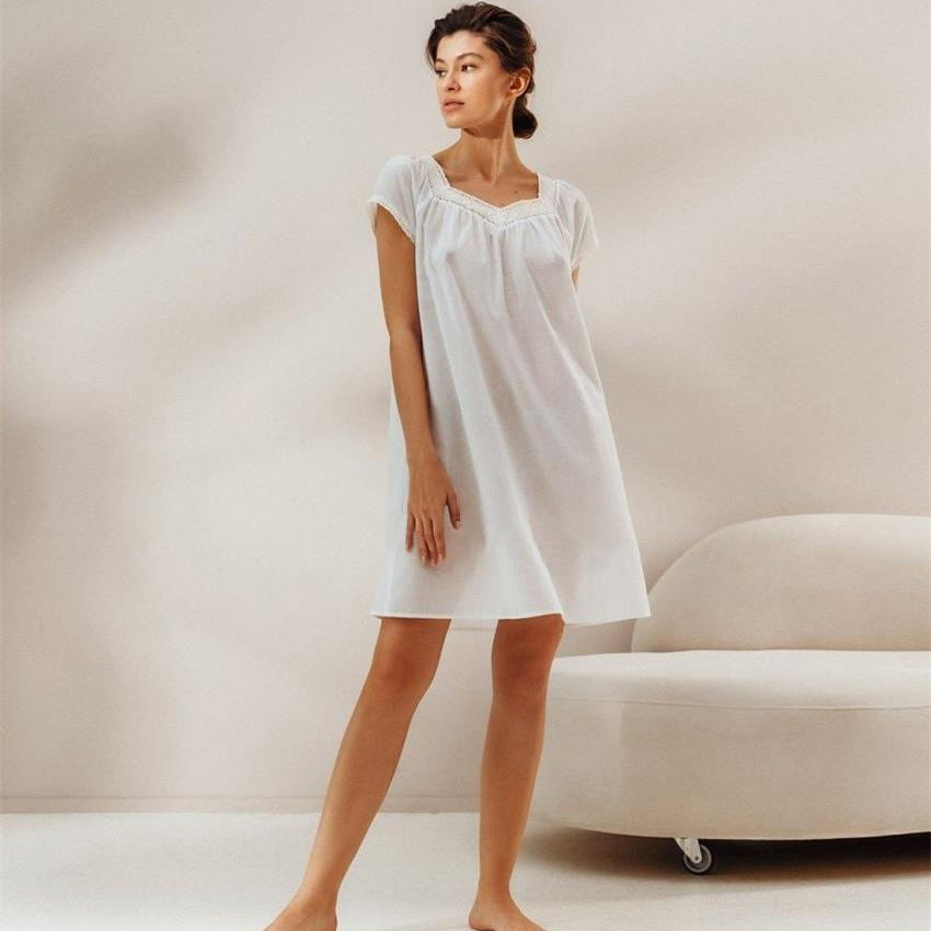 Women's Summer Casual Loose All Cotton Nightgown Thin One Sleepwear