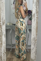 Printed Casual Strappy Top Trousers Two Piece Set