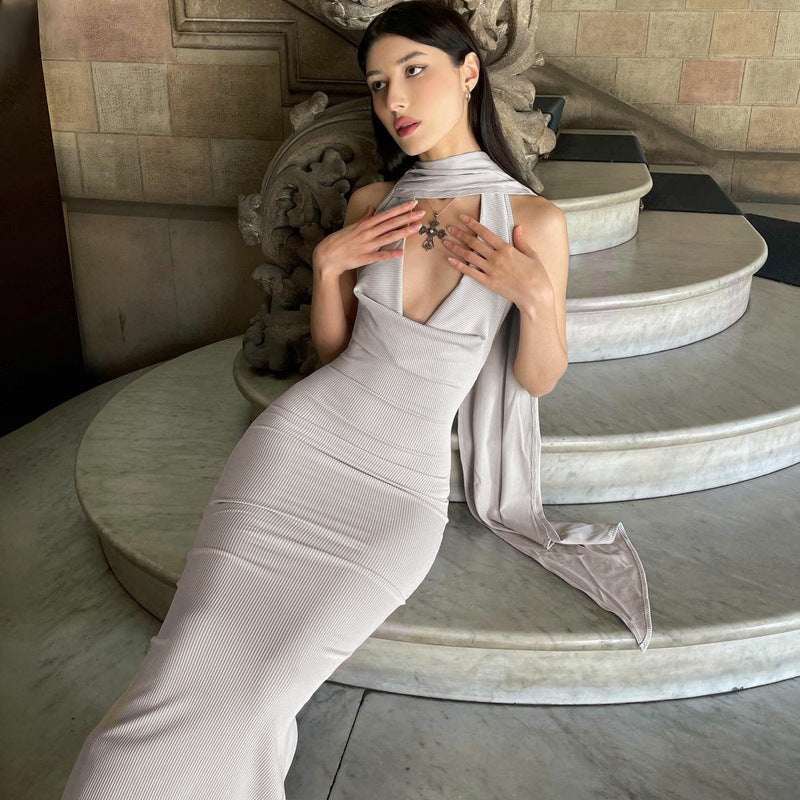 Halter Backless High Slit Maxi Dress