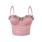 's Three Dimensional Butterfly Decorative Camisole Mesh Boning