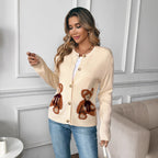 Cute Bear Cardigan Coat Autumn Winter Simple Sweet All