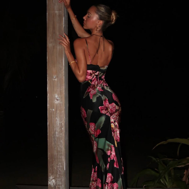 Floral V-Neck Vintage Cami Maxi Dress