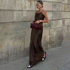 Long Suspender Dress Satin Drape Lace up