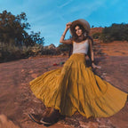 Casual Bohemian Loose Solid Color Long With Pocket Two Skirt