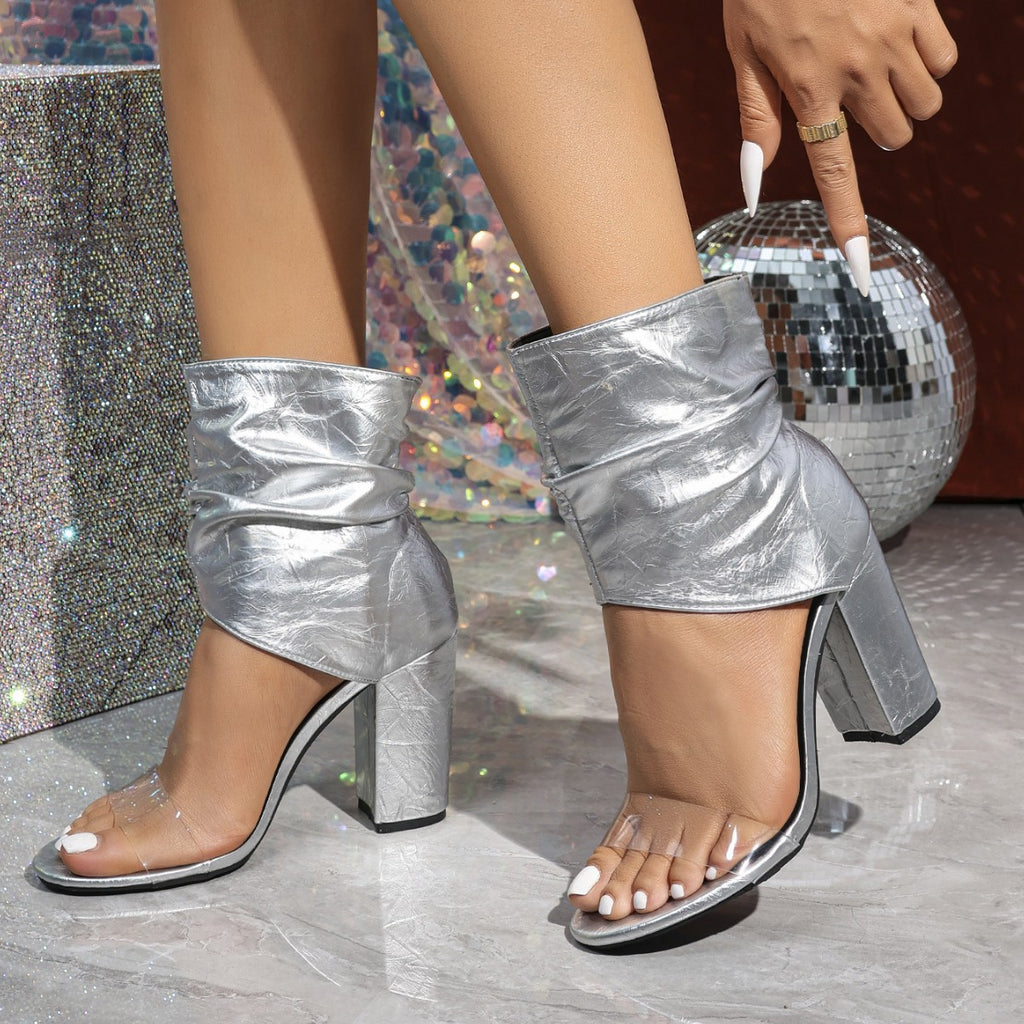 Women's 's 9. 5cm Mid Calf Shoes Peep Toe Sandals