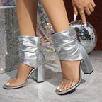 Women's 's 9. 5cm Mid Calf Shoes Peep Toe Sandals